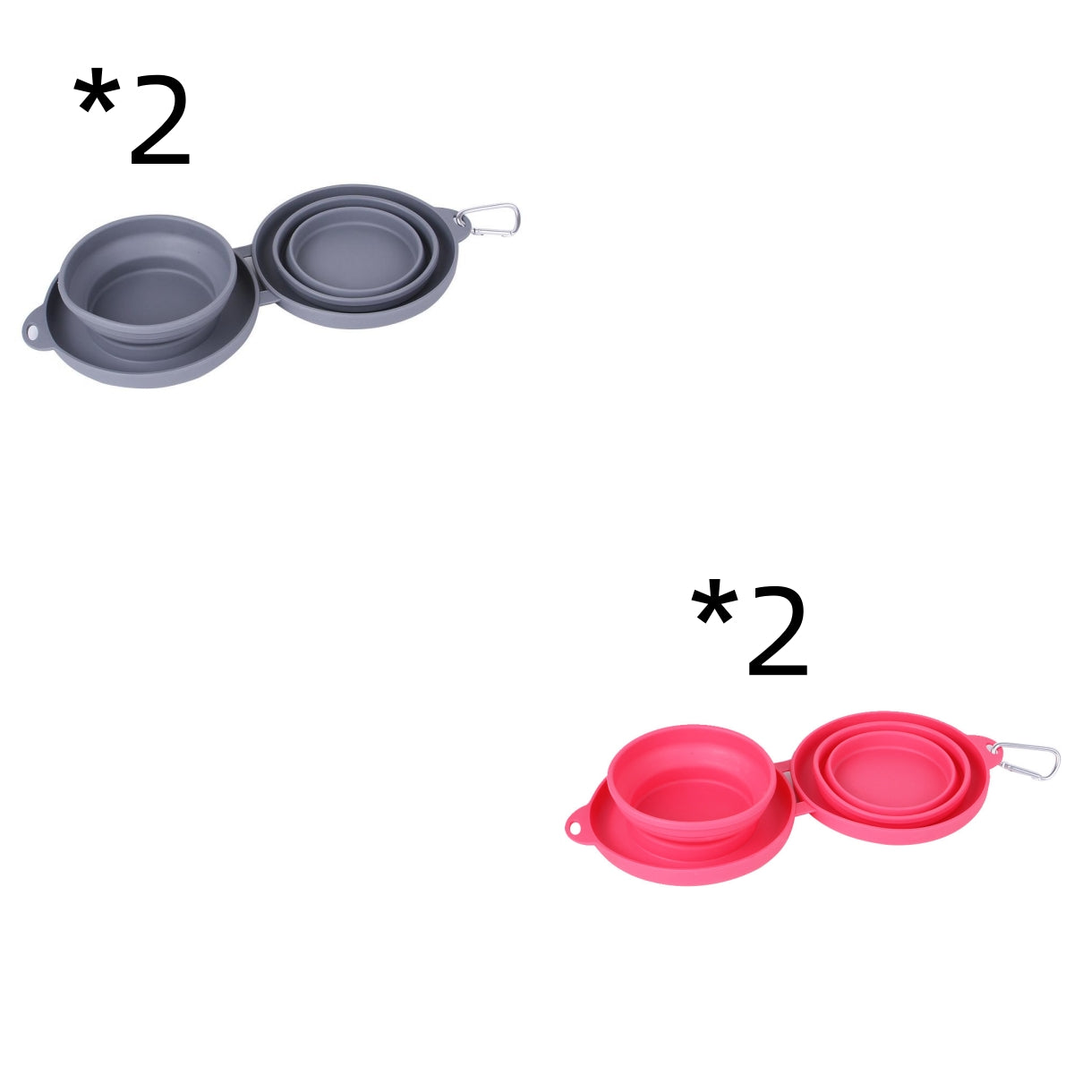 Convenient Rubber Foldable Double Bowl for Dogs and Cats - Perfect for Feeding and Travel!