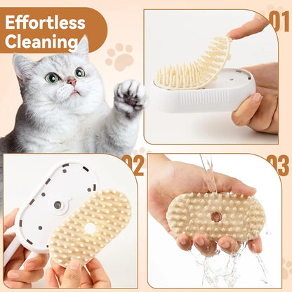 Transform Your Pet's Grooming Routine with the 4-in-1 Rechargeable Steam Brush - Perfect for Cats and Dogs!