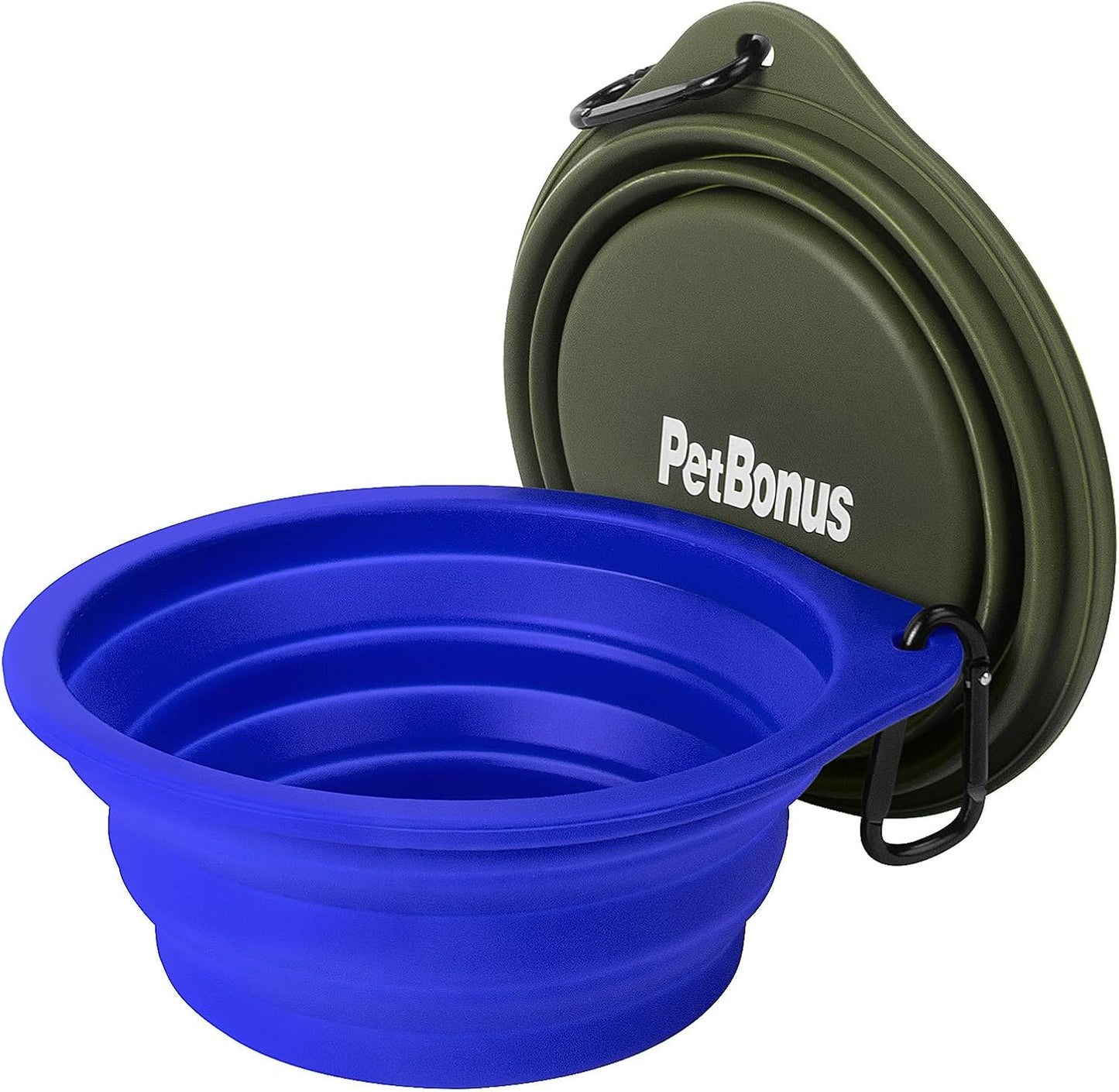 Travel-Friendly 2-Pack Silicone Collapsible Dog Bowls - BPA Free, Dishwasher Safe, Perfect for Food and Water on the Go (Army Green & Blue)