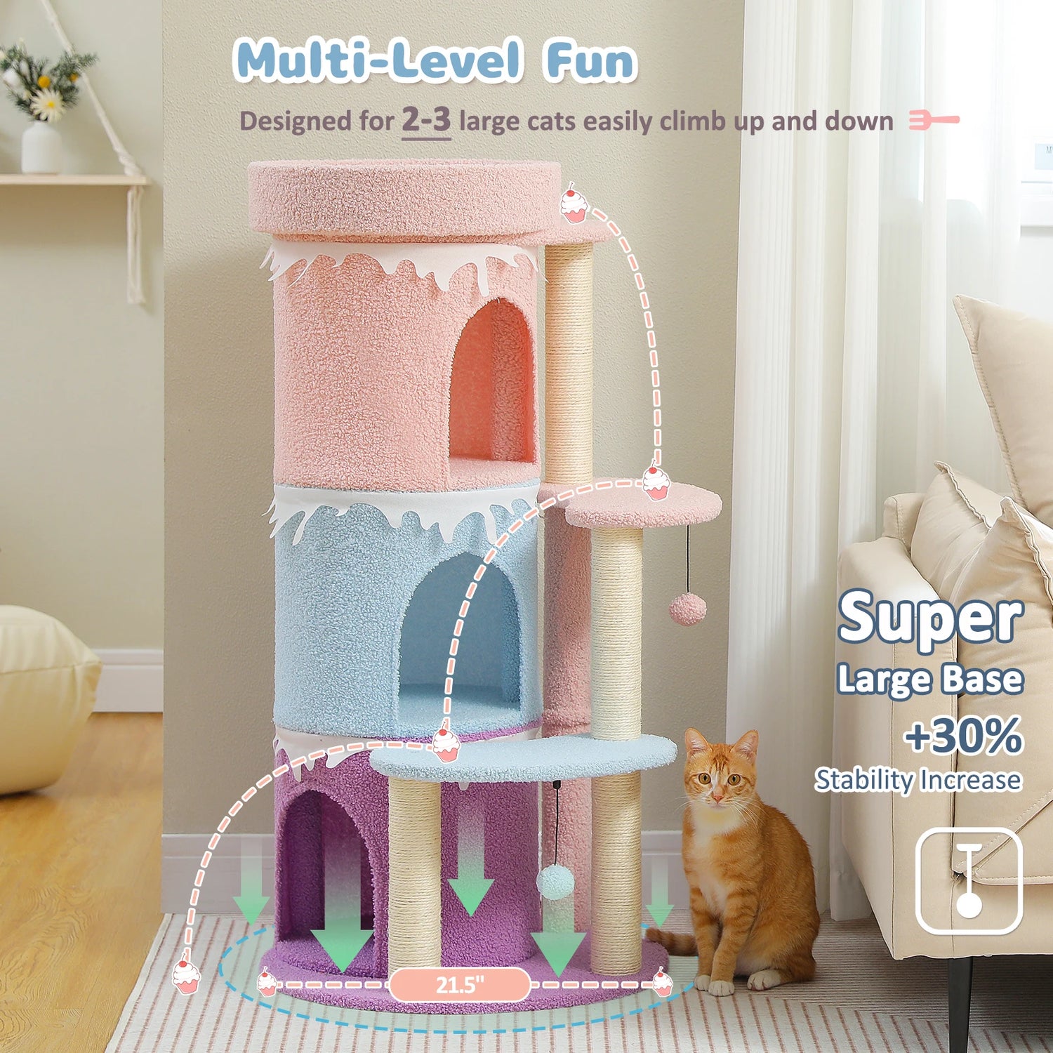 Delight Your Feline with Our Spacious Cat Tree Tower - Perfect for Large Cats with Cozy Condos and Fun Scratching Posts