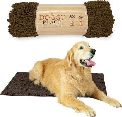 Dog Mud Mat - 36" x 26" Oatmeal | Ultra-Absorbent Microfiber Rug for Snow, Mud & Salt | Durable, Quick-Dry, and Non-Slip - Perfect for All Breeds