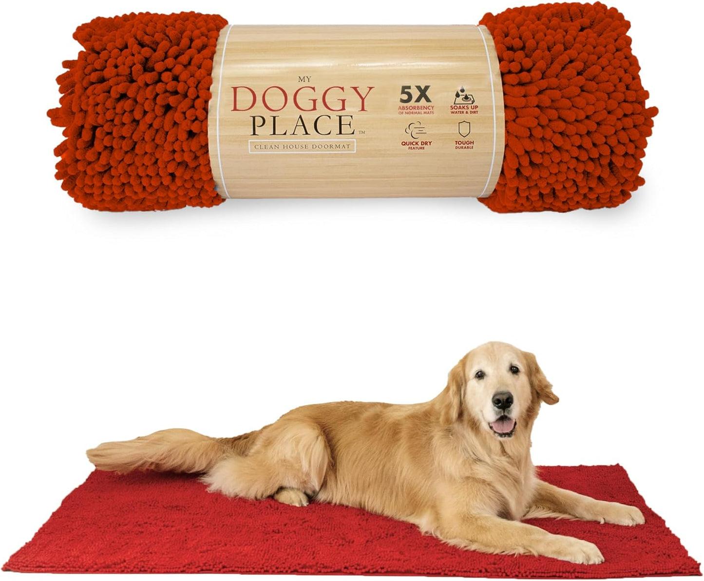 Dog Mud Mat - 36" x 26" Oatmeal | Ultra-Absorbent Microfiber Rug for Snow, Mud & Salt | Durable, Quick-Dry, and Non-Slip - Perfect for All Breeds