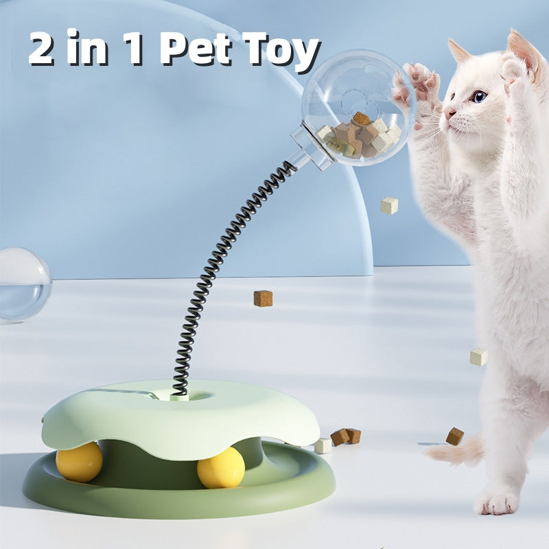 Exciting 2-in-1 Cat Toy Turntable Ball - Engaging Treat Dispenser for Fun & Training!