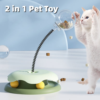 Exciting 2-in-1 Cat Toy Turntable Ball - Engaging Treat Dispenser for Fun & Training!