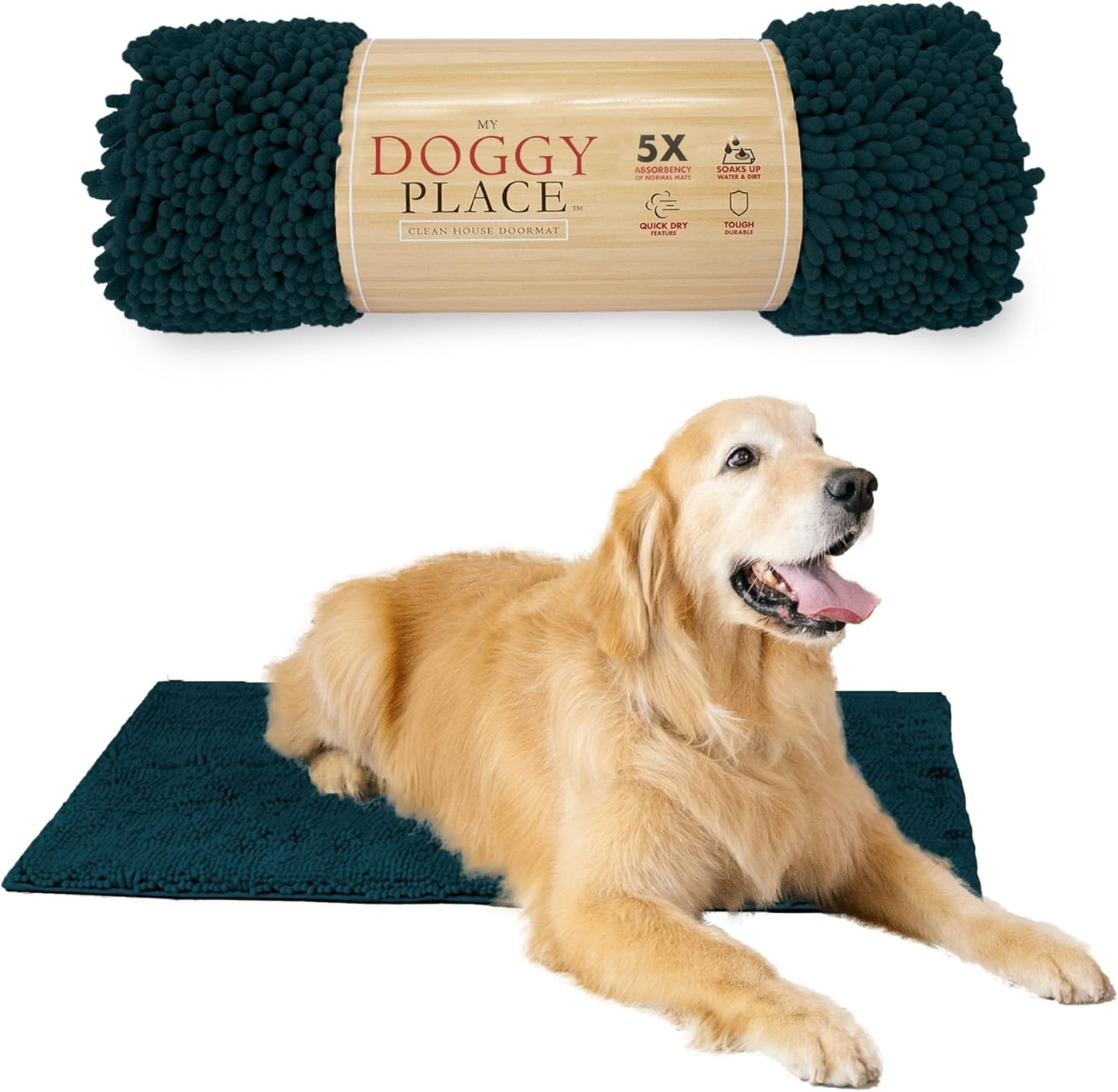 Dog Mud Mat - 36" x 26" Oatmeal | Ultra-Absorbent Microfiber Rug for Snow, Mud & Salt | Durable, Quick-Dry, and Non-Slip - Perfect for All Breeds