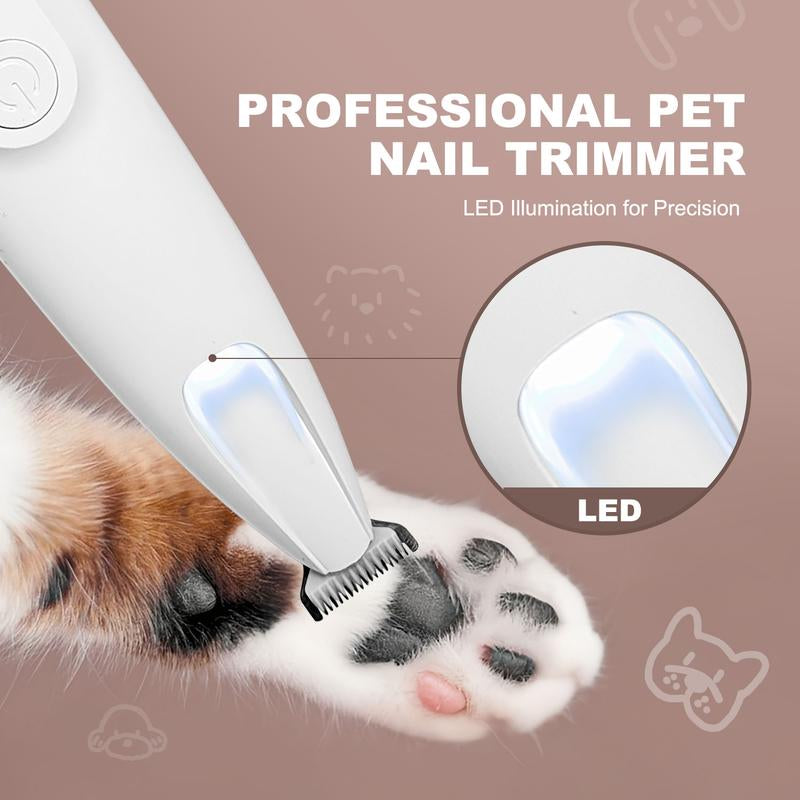 Ultimate Professional Pet Grooming Trimmer - Low Noise, USB Rechargeable with LED Light for Safe Paw, Ear, and Face Trimming