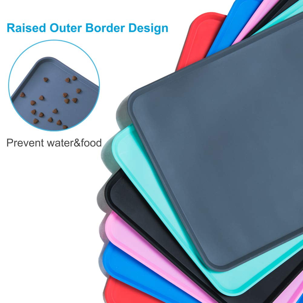 Revolutionary Silicone Waterproof Pet Food Mat - Mess-Free Feeding for Cats and Dogs in Stylish Blue