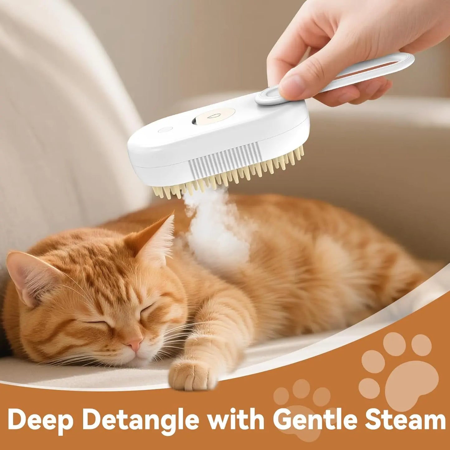 Transform Your Pet's Grooming Routine with the 4-in-1 Rechargeable Steam Brush - Perfect for Cats and Dogs!
