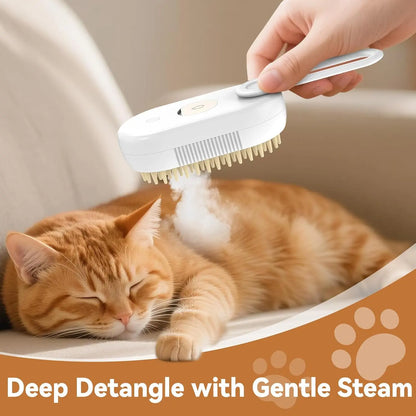 Transform Your Pet's Grooming Routine with the 4-in-1 Rechargeable Steam Brush - Perfect for Cats and Dogs!