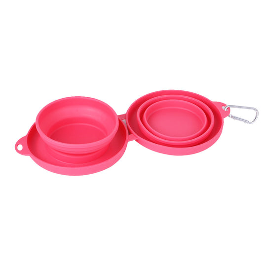 Convenient Rubber Foldable Double Bowl for Dogs and Cats - Perfect for Feeding and Travel!