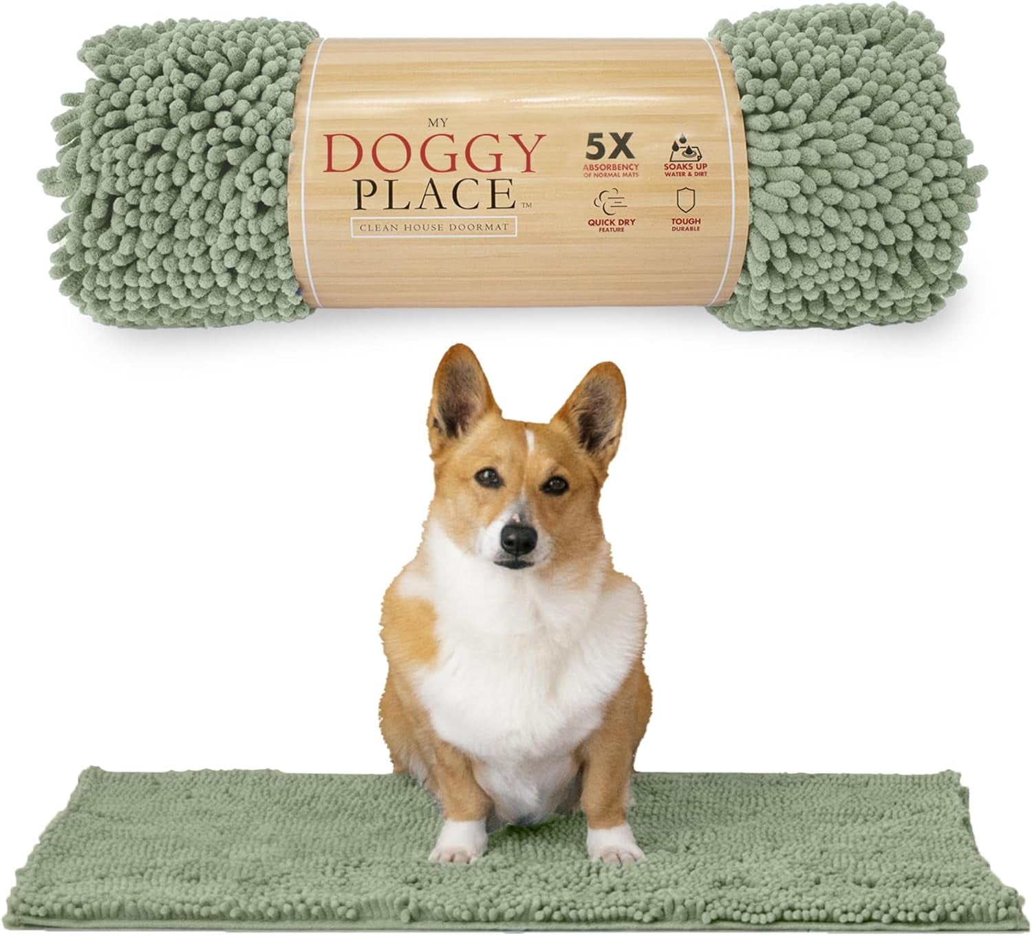 Dog Mud Mat - 36" x 26" Oatmeal | Ultra-Absorbent Microfiber Rug for Snow, Mud & Salt | Durable, Quick-Dry, and Non-Slip - Perfect for All Breeds