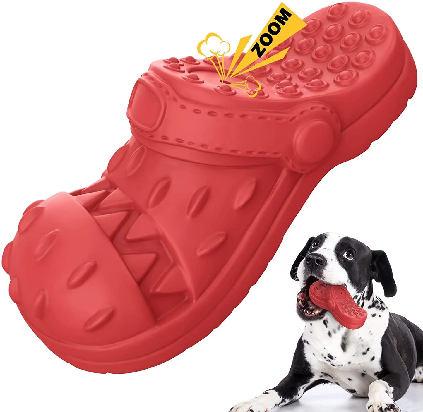 Ultimate Squeaky Chew Toy for Large Dogs - Durable Rubber Shoe Shape for Aggressive Chewers with Beef Flavor