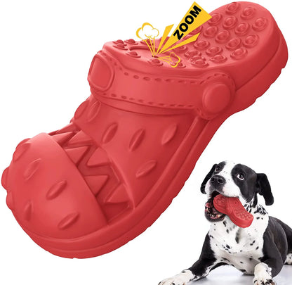 Ultimate Squeaky Chew Toy for Large Dogs - Durable Rubber Shoe Shape for Aggressive Chewers with Beef Flavor