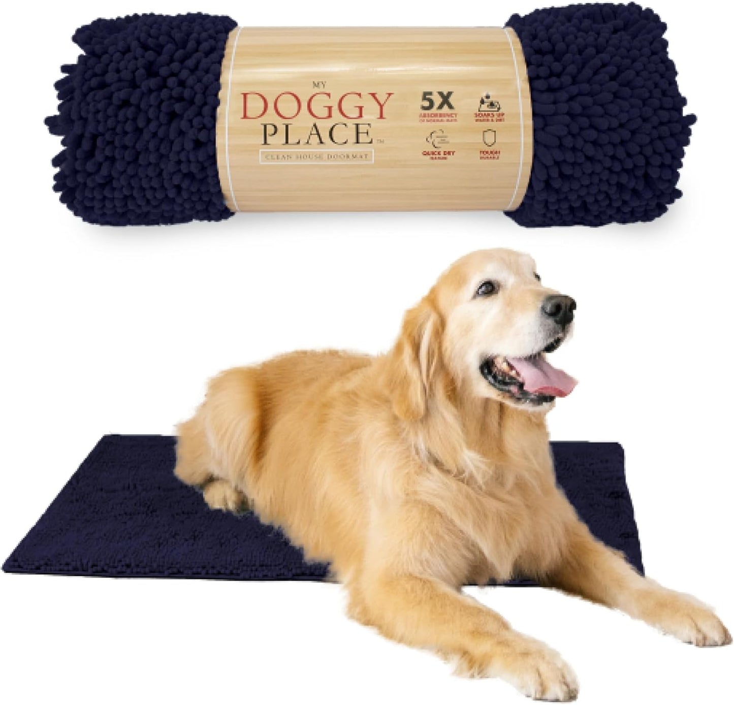 Dog Mud Mat - 36" x 26" Oatmeal | Ultra-Absorbent Microfiber Rug for Snow, Mud & Salt | Durable, Quick-Dry, and Non-Slip - Perfect for All Breeds