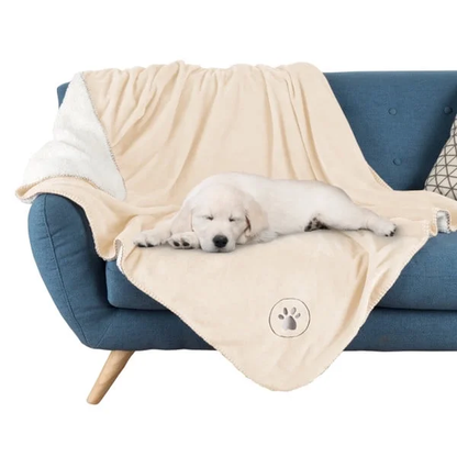 Ultra-Soft Waterproof Reversible Sherpa Fleece Dog Blanket - Comfort for Your Furry Friend