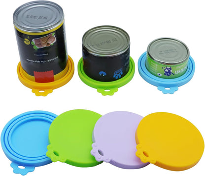 Versatile 4-Pack Silicone Food Can Covers - BPA Free Lids for Dogs & Cats, Fits All Standard Canned Pet Food Sizes, Keep Food Fresh and Delicious!