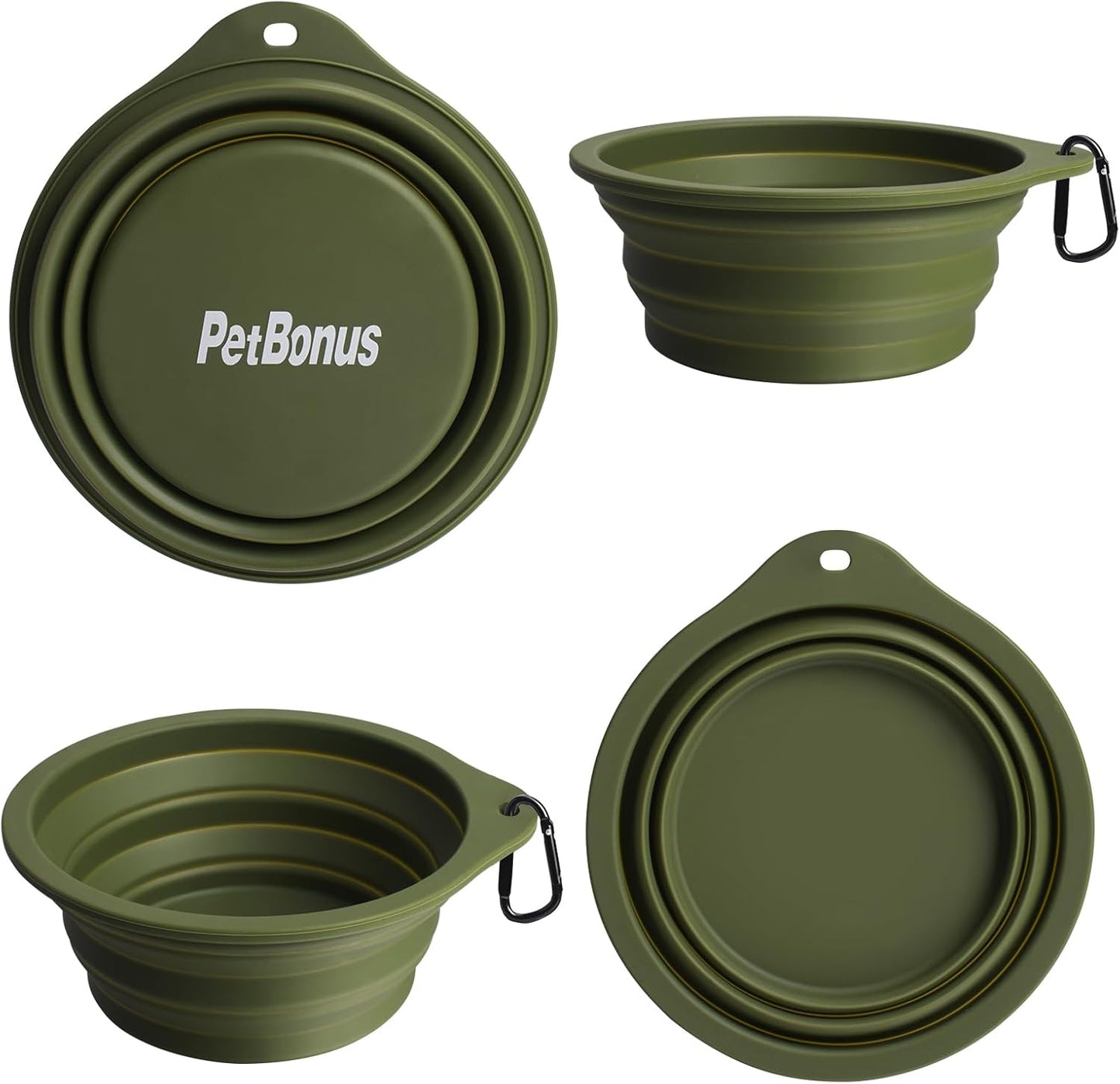 Travel-Friendly 2-Pack Silicone Collapsible Dog Bowls - BPA Free, Dishwasher Safe, Perfect for Food and Water on the Go (Army Green & Blue)