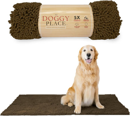 Dog Mud Mat - 36" x 26" Oatmeal | Ultra-Absorbent Microfiber Rug for Snow, Mud & Salt | Durable, Quick-Dry, and Non-Slip - Perfect for All Breeds