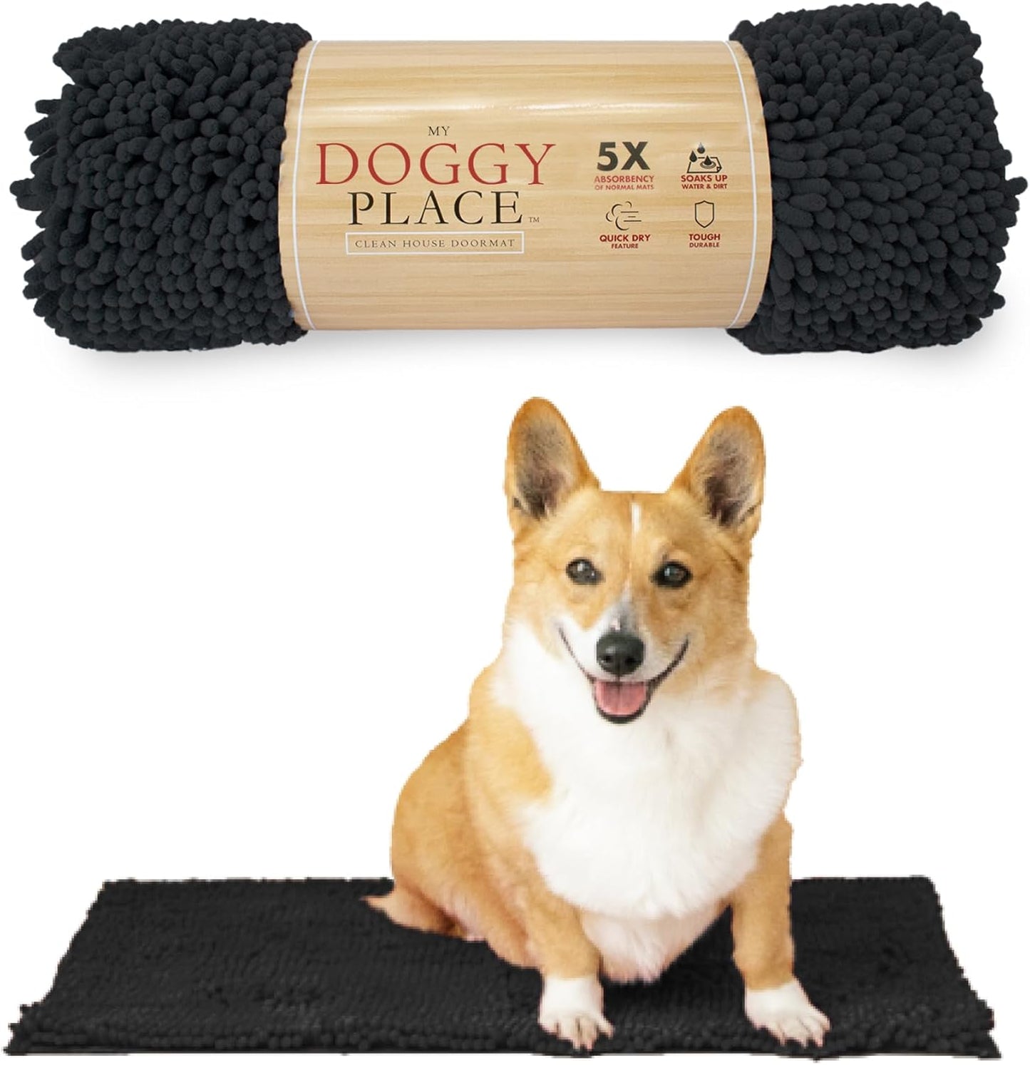 Dog Mud Mat - 36" x 26" Oatmeal | Ultra-Absorbent Microfiber Rug for Snow, Mud & Salt | Durable, Quick-Dry, and Non-Slip - Perfect for All Breeds