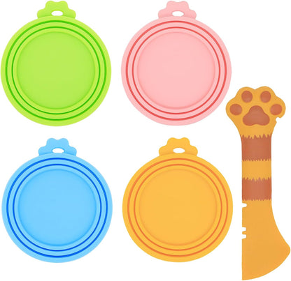 Versatile 4-Pack Silicone Food Can Covers - BPA Free Lids for Dogs & Cats, Fits All Standard Canned Pet Food Sizes, Keep Food Fresh and Delicious!