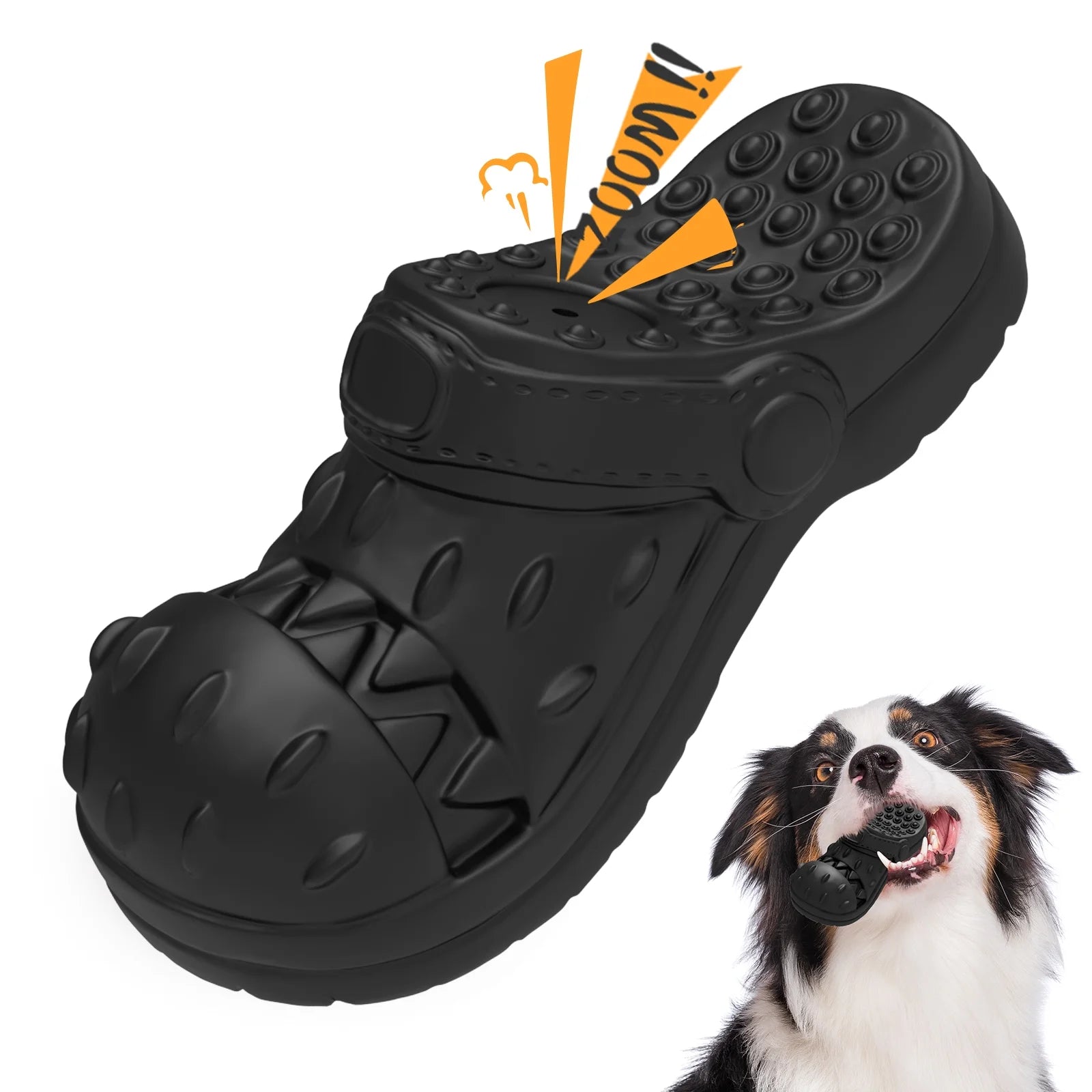 Ultimate Squeaky Chew Toy for Large Dogs - Durable Rubber Shoe Shape for Aggressive Chewers with Beef Flavor