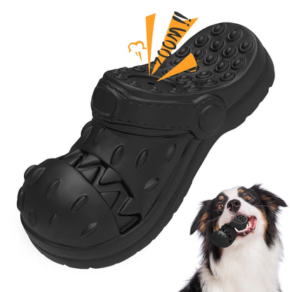 Ultimate Squeaky Chew Toy for Large Dogs - Durable Rubber Shoe Shape for Aggressive Chewers with Beef Flavor