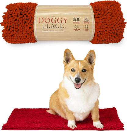 Dog Mud Mat - 36" x 26" Oatmeal | Ultra-Absorbent Microfiber Rug for Snow, Mud & Salt | Durable, Quick-Dry, and Non-Slip - Perfect for All Breeds