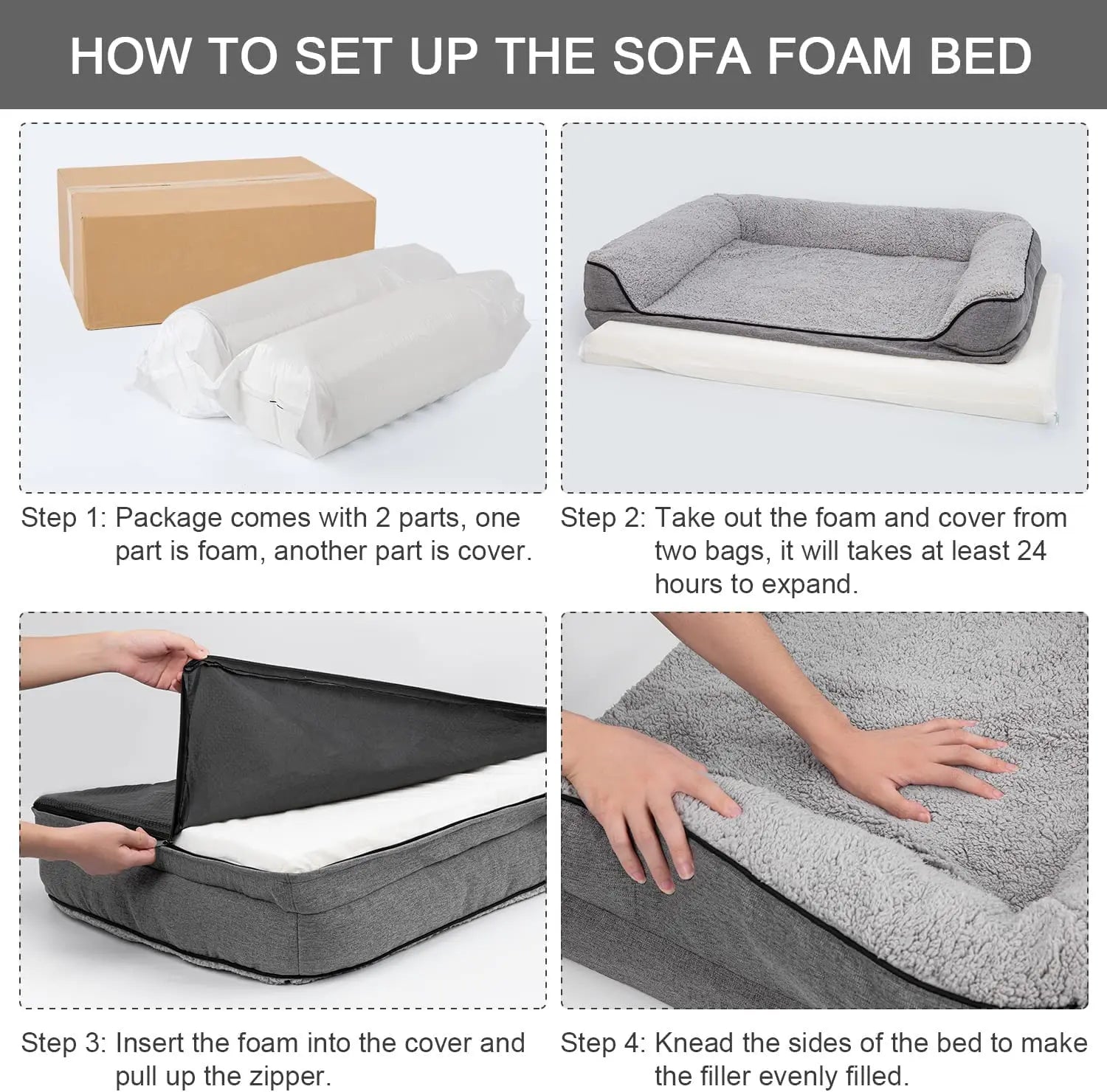 Luxurious Orthopedic Bolster Dog Bed for Large Breeds - Removable & Washable Cover with Non-Skid Foam Base