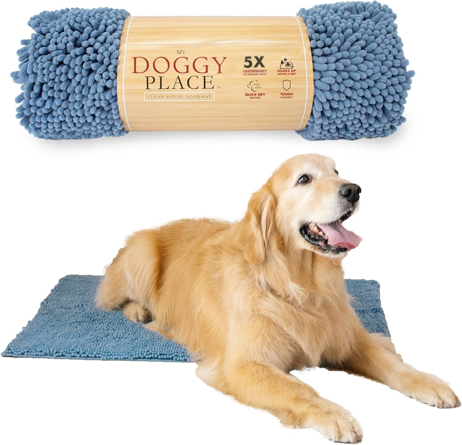 Dog Mud Mat - 36" x 26" Oatmeal | Ultra-Absorbent Microfiber Rug for Snow, Mud & Salt | Durable, Quick-Dry, and Non-Slip - Perfect for All Breeds