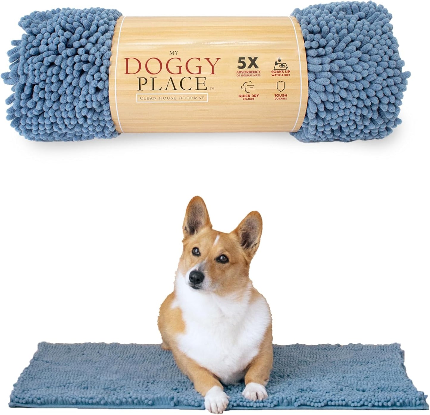 Dog Mud Mat - 36" x 26" Oatmeal | Ultra-Absorbent Microfiber Rug for Snow, Mud & Salt | Durable, Quick-Dry, and Non-Slip - Perfect for All Breeds