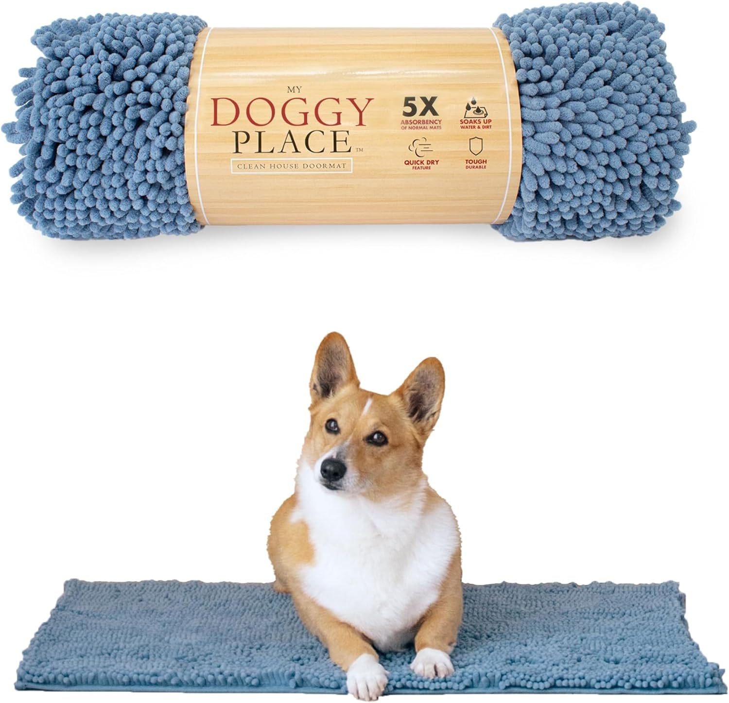 Dog Mud Mat - 36" x 26" Oatmeal | Ultra-Absorbent Microfiber Rug for Snow, Mud & Salt | Durable, Quick-Dry, and Non-Slip - Perfect for All Breeds