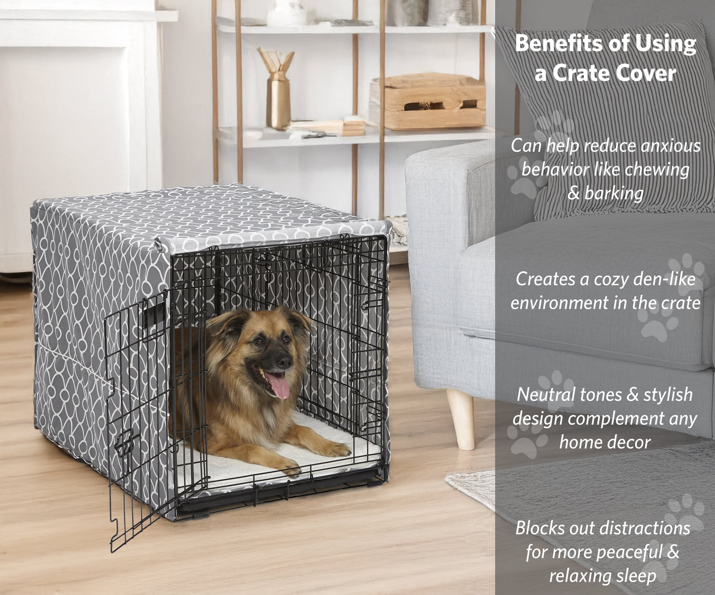 Transform Your Dog's Crate into a Cozy Sanctuary with the Midwest Homes for Pets Gray Geometric Crate Cover (36" Design)