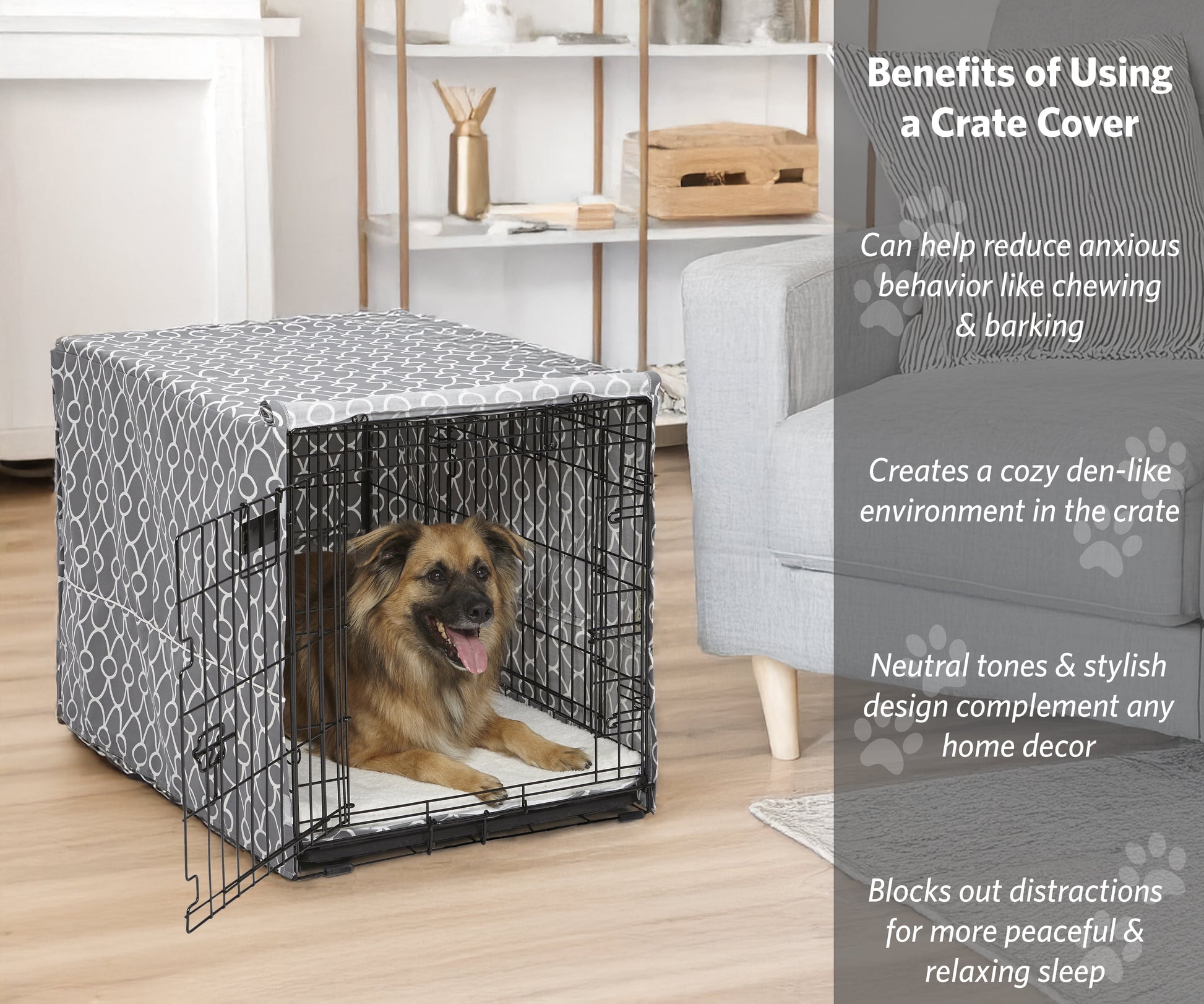Transform Your Dog's Crate into a Cozy Sanctuary with the Midwest Homes for Pets Gray Geometric Crate Cover (36" Design)