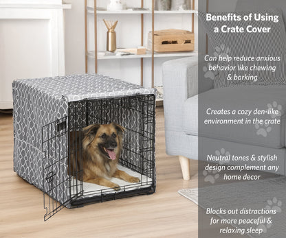 Transform Your Dog's Crate into a Cozy Sanctuary with the Midwest Homes for Pets Gray Geometric Crate Cover (36" Design)