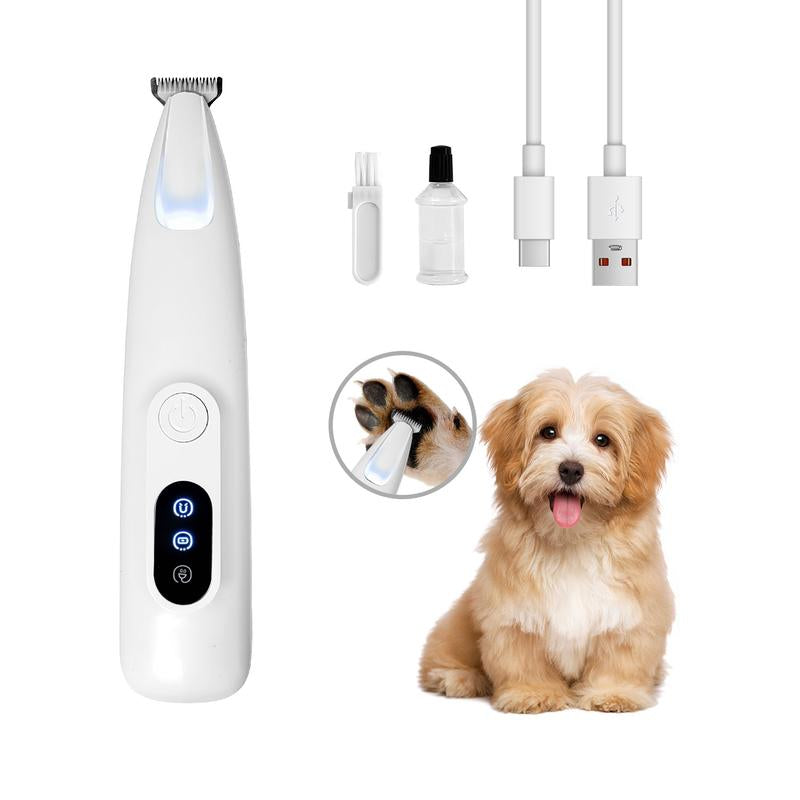 Ultimate Professional Pet Grooming Trimmer - Low Noise, USB Rechargeable with LED Light for Safe Paw, Ear, and Face Trimming