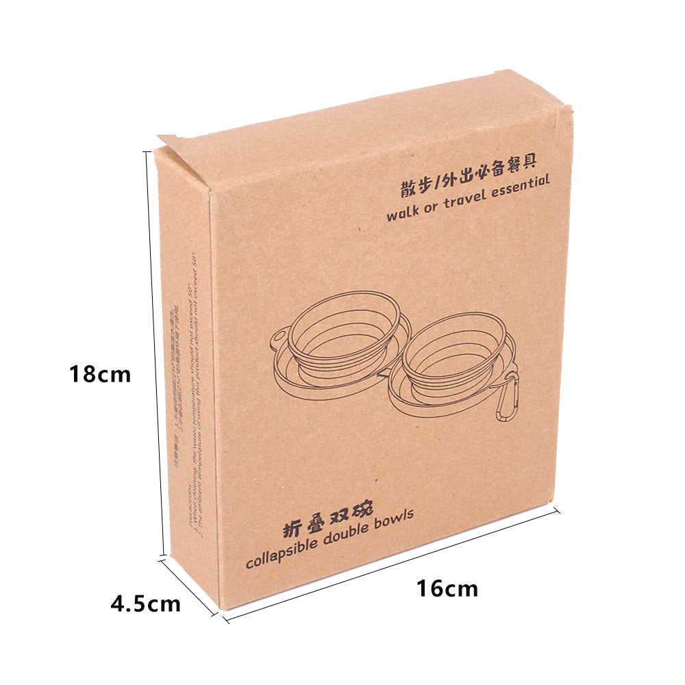 Convenient Rubber Foldable Double Bowl for Dogs and Cats - Perfect for Feeding and Travel!