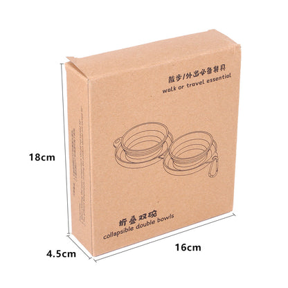 Convenient Rubber Foldable Double Bowl for Dogs and Cats - Perfect for Feeding and Travel!