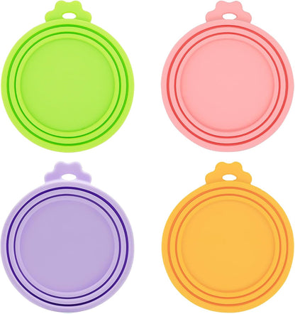 Versatile 4-Pack Silicone Food Can Covers - BPA Free Lids for Dogs & Cats, Fits All Standard Canned Pet Food Sizes, Keep Food Fresh and Delicious!