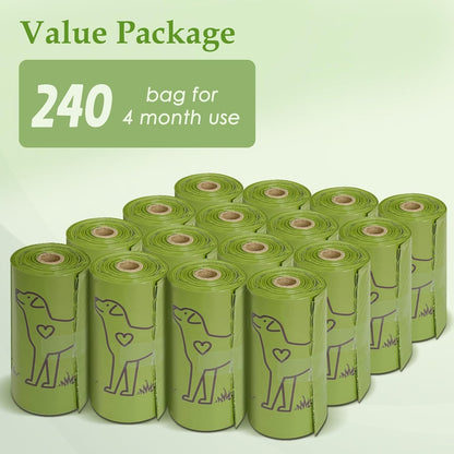 240 Count Lavender Scented Dog Poop Bags - Durable, Leakproof & Easy to Use Waste Bags for Pets