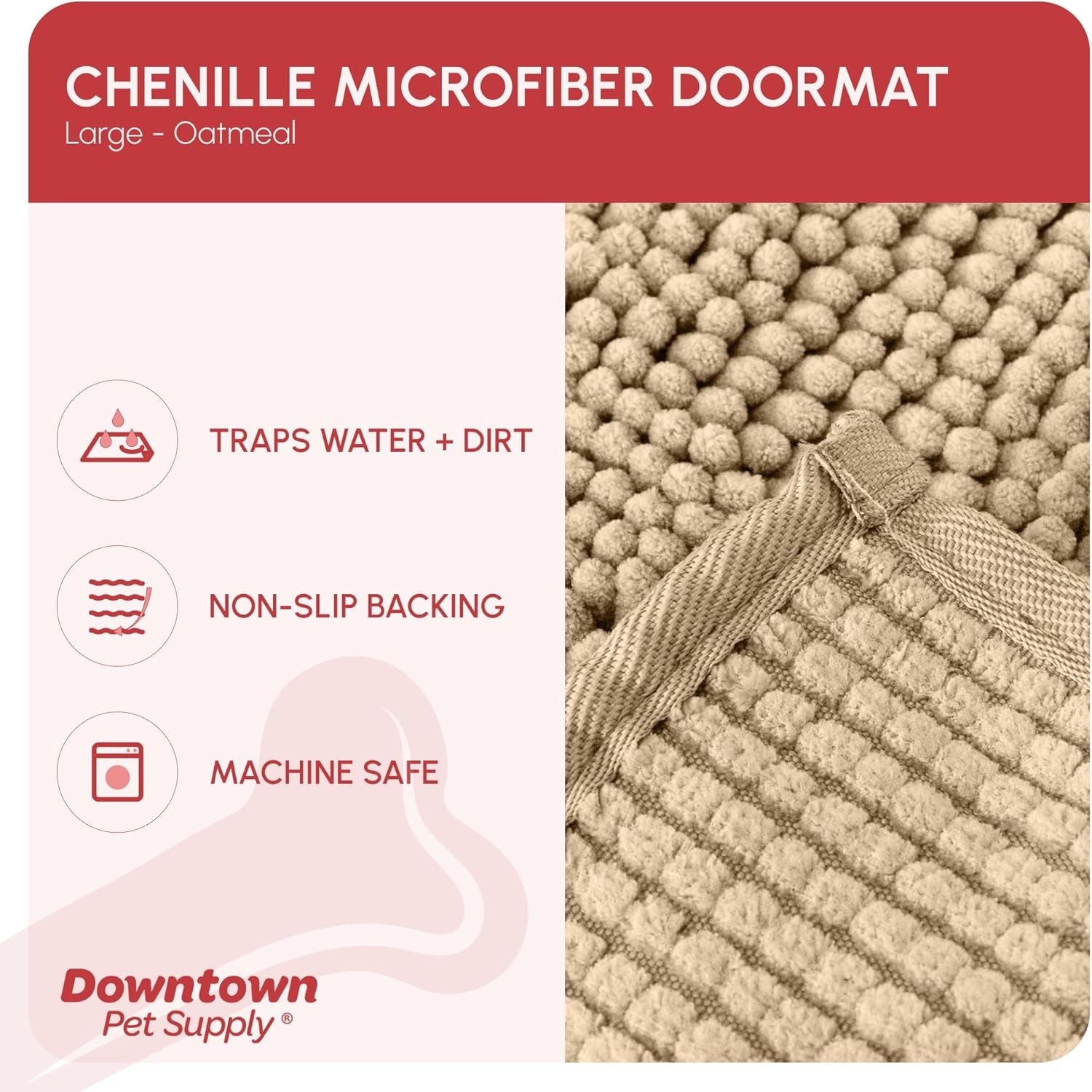 Dog Mud Mat - 36" x 26" Oatmeal | Ultra-Absorbent Microfiber Rug for Snow, Mud & Salt | Durable, Quick-Dry, and Non-Slip - Perfect for All Breeds