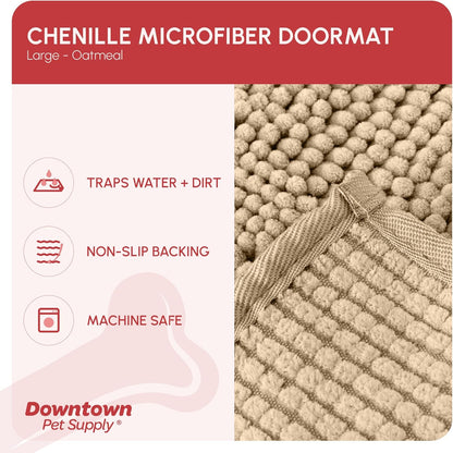 Dog Mud Mat - 36" x 26" Oatmeal | Ultra-Absorbent Microfiber Rug for Snow, Mud & Salt | Durable, Quick-Dry, and Non-Slip - Perfect for All Breeds