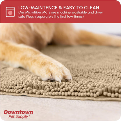 Dog Mud Mat - 36" x 26" Oatmeal | Ultra-Absorbent Microfiber Rug for Snow, Mud & Salt | Durable, Quick-Dry, and Non-Slip - Perfect for All Breeds