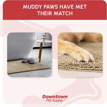 Dog Mud Mat - 36" x 26" Oatmeal | Ultra-Absorbent Microfiber Rug for Snow, Mud & Salt | Durable, Quick-Dry, and Non-Slip - Perfect for All Breeds