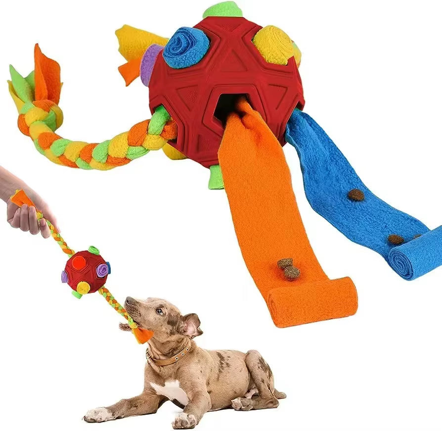 Interactive Snuffle Ball for Dogs - Unbreakable Chew Toy and Treat Dispenser for Fun Foraging Play
