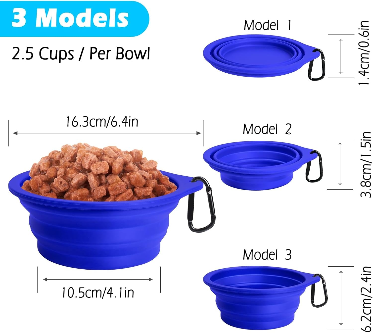 Travel-Friendly 2-Pack Silicone Collapsible Dog Bowls - BPA Free, Dishwasher Safe, Perfect for Food and Water on the Go (Army Green & Blue)