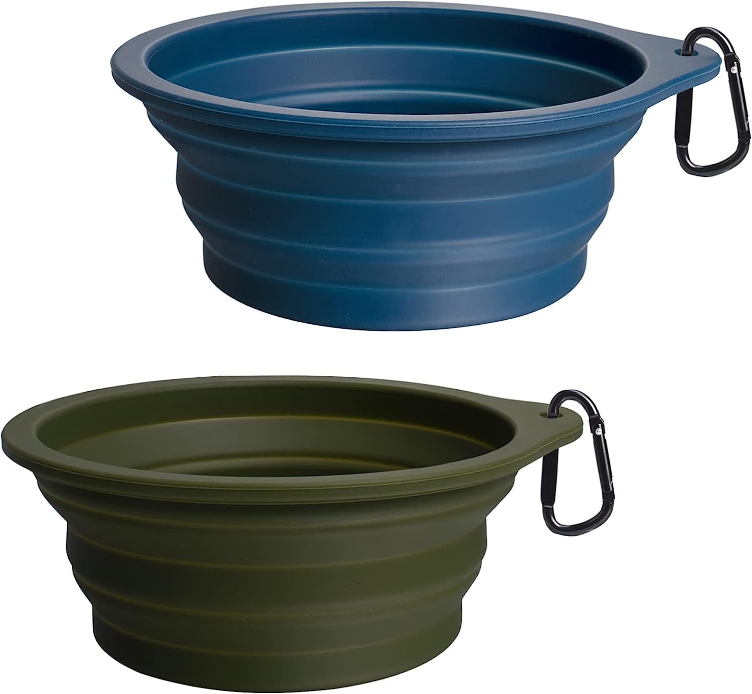 Travel-Friendly 2-Pack Silicone Collapsible Dog Bowls - BPA Free, Dishwasher Safe, Perfect for Food and Water on the Go (Army Green & Blue)