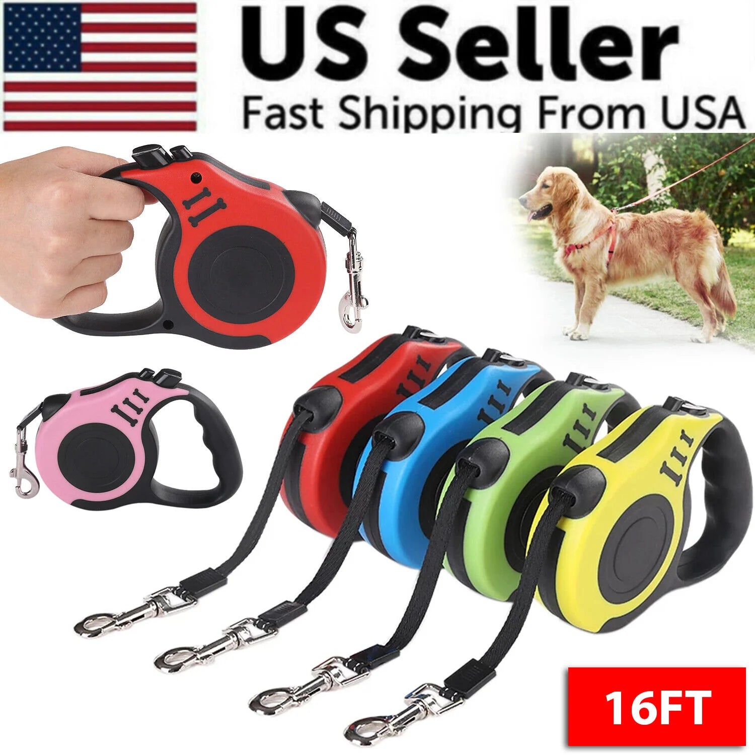 Revolutionary 16.5FT Automatic Retractable Dog Leash - Ultimate Comfort & Safety for Your Pet!