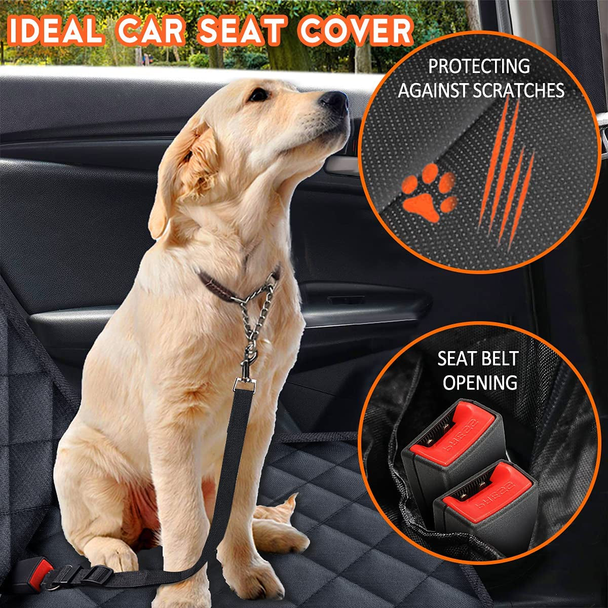 Ultimate Dog Car Seat Cover - Waterproof, Non-Slip Protector for Back Seat | Fits Most Cars, Trucks & SUVs - Black
