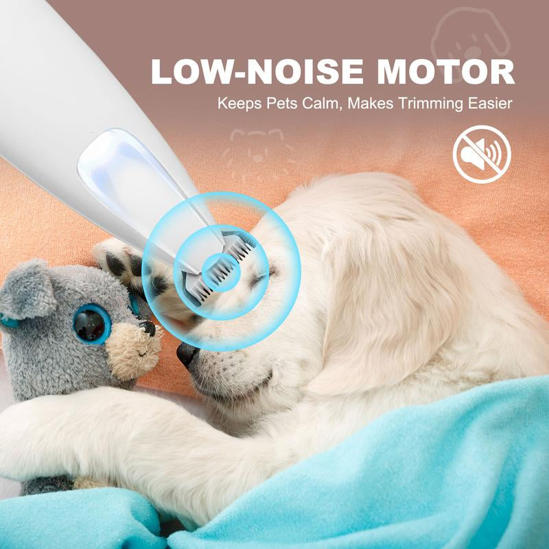 Ultimate Professional Pet Grooming Trimmer - Low Noise, USB Rechargeable with LED Light for Safe Paw, Ear, and Face Trimming
