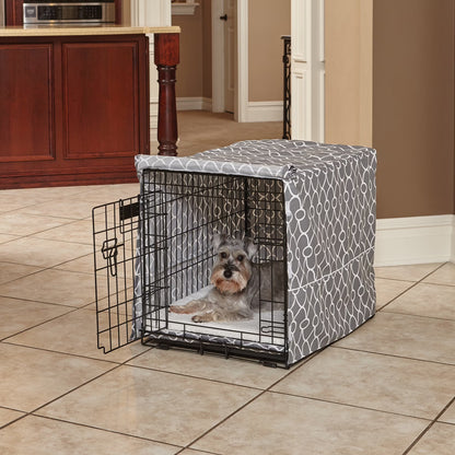 Transform Your Dog's Crate into a Cozy Sanctuary with the Midwest Homes for Pets Gray Geometric Crate Cover (36" Design)